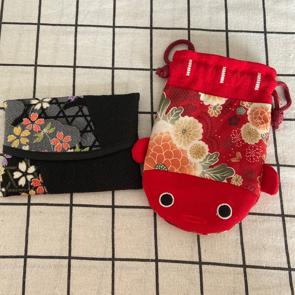 Japan kimono Tissue holder gold fish pouch